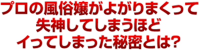 プロの風俗嬢がよがりまくって失神してしまう
ほどイってしまった秘密とは？